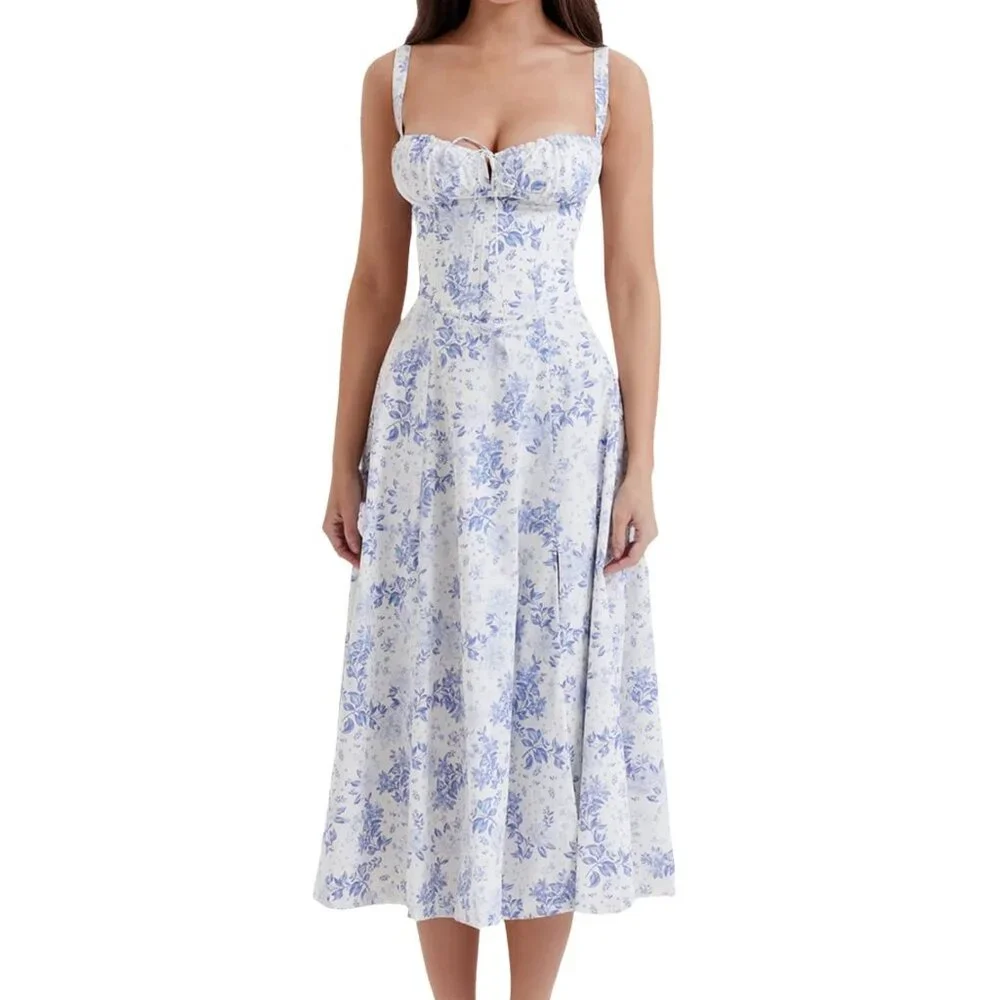Blue Floral Summer Dress - Picture 1 of 9